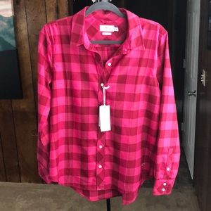 Pink plaid button up